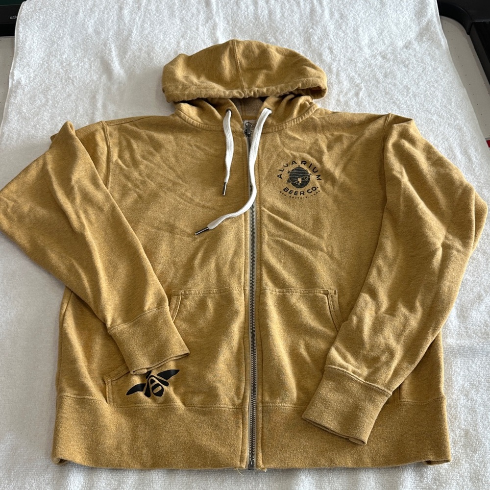 Mustard Yellow Zip-Up Hoodie Sweater - Unbranded